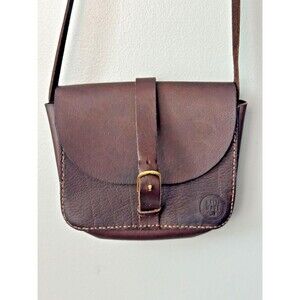 Haiti Made Bouk Small Brown Leather Crossbody Flap Purse